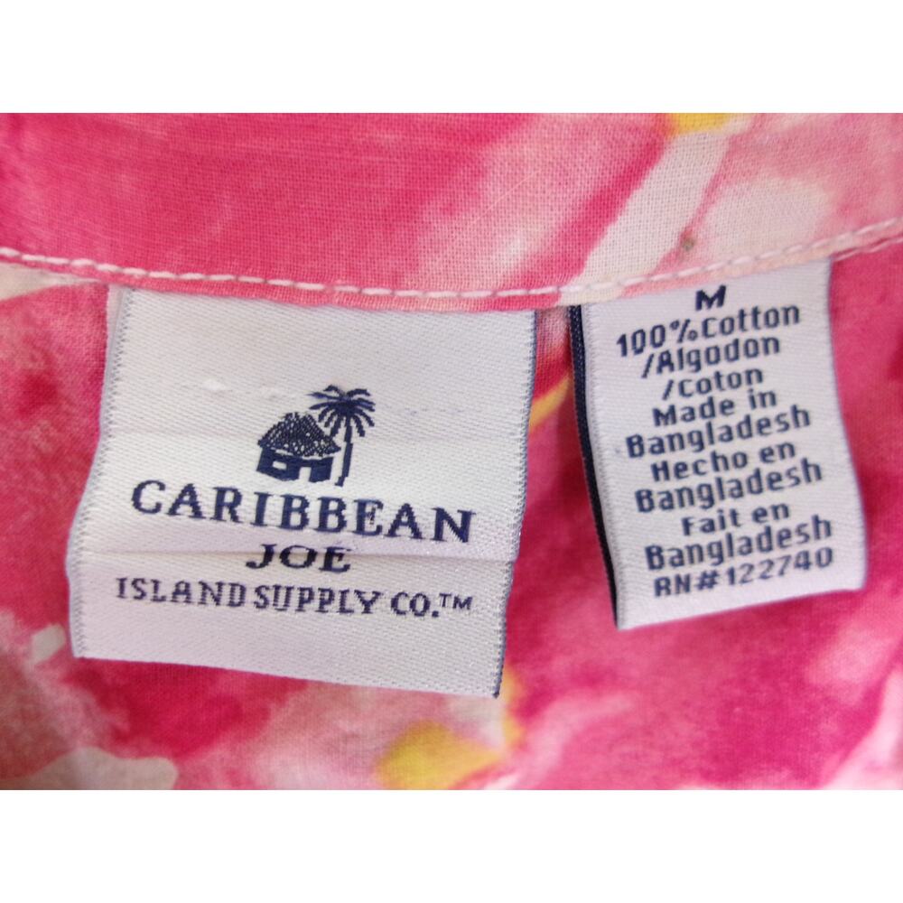 Caribbean Joe Floral Cotton Resort Blouse Pink Tropical Top Size M - Picture 4 of 5